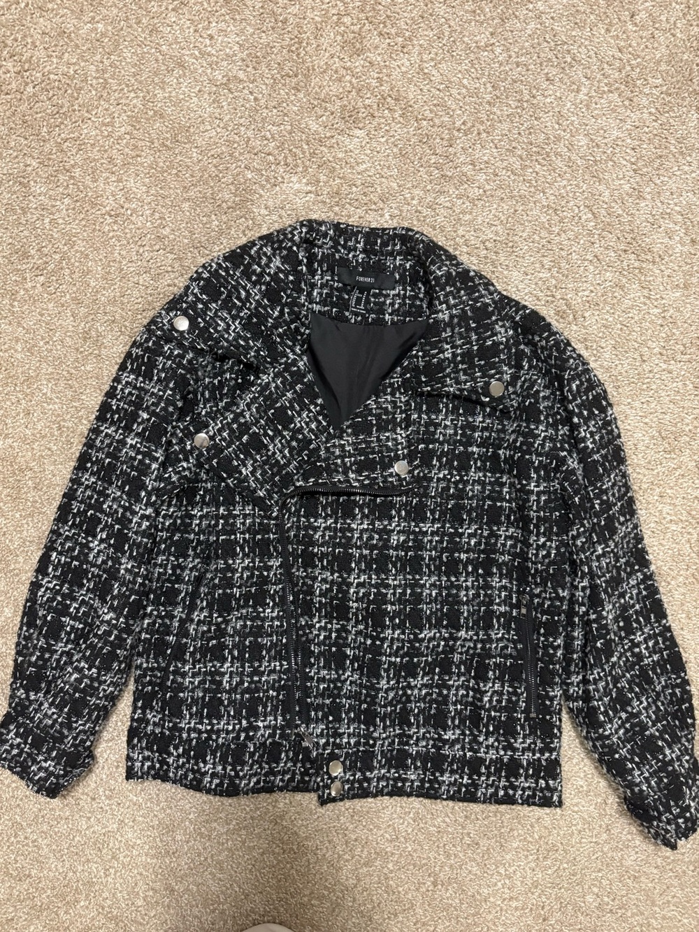 Forever 21 Black & White Tweed Blazer Jacket